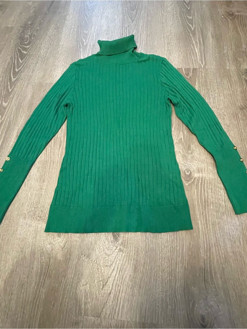 New York & Co.  Turtleneck Sweater Gold Button Detail Sz L